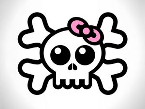 Preview wallpaper skull, bow, drawing