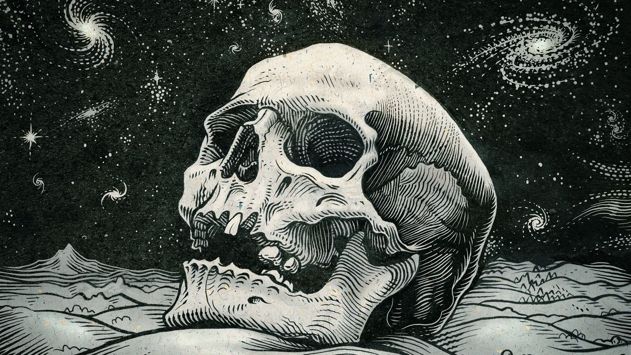 Wallpaper skull, bw, artwork