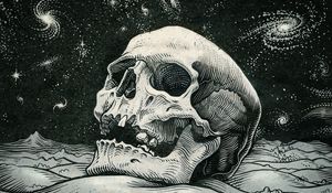 Preview wallpaper skull, bw, artwork