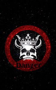 Preview wallpaper skull, crown, danger, inscription, shine