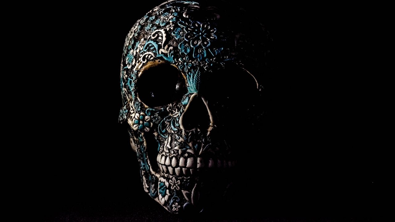 Wallpaper skull, dark, patterns, bones