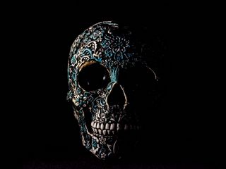 320x240 Wallpaper skull, dark, patterns, bones