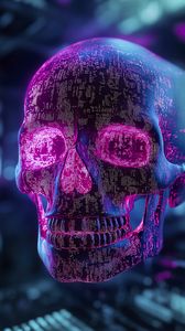 Preview wallpaper skull, dots, pink, blue, art