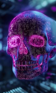 Preview wallpaper skull, dots, pink, blue, art