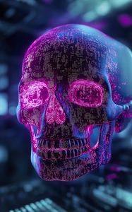 Preview wallpaper skull, dots, pink, blue, art