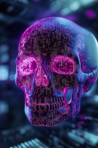 Preview wallpaper skull, dots, pink, blue, art