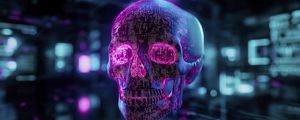 Preview wallpaper skull, dots, pink, blue, art