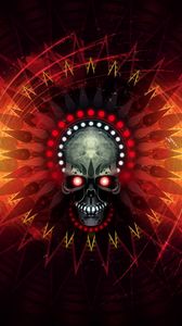 Preview wallpaper skull, fire, lines, shadow