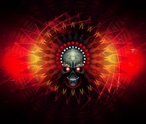 Preview wallpaper skull, fire, lines, shadow