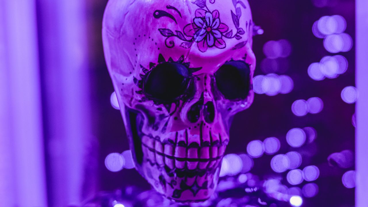 Wallpaper skull, garland, halloween, decoration