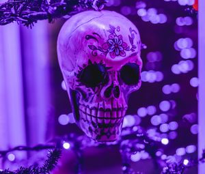 Preview wallpaper skull, garland, halloween, decoration