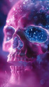 Preview wallpaper skull, glitter, blur, purple, blue