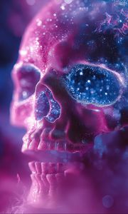 Preview wallpaper skull, glitter, blur, purple, blue