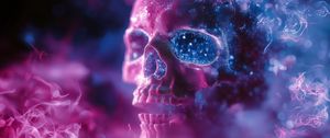 Preview wallpaper skull, glitter, blur, purple, blue