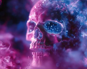 Preview wallpaper skull, glitter, blur, purple, blue