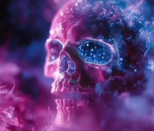 Preview wallpaper skull, glitter, blur, purple, blue