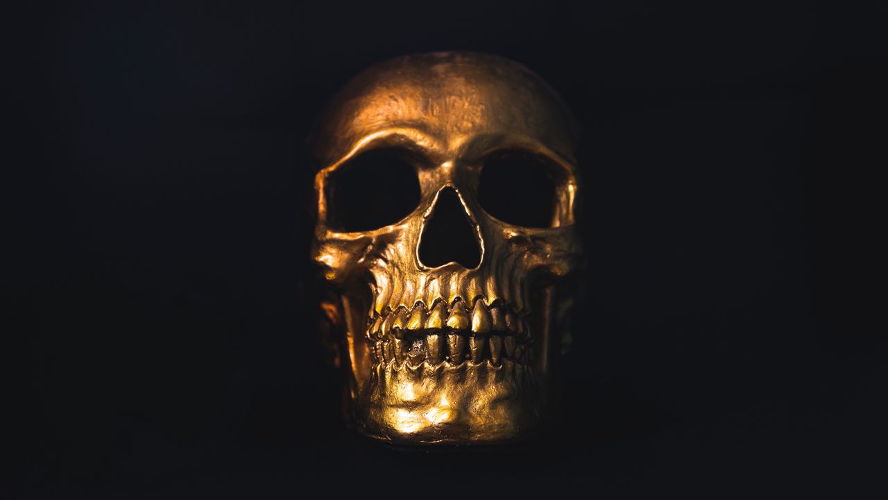 Wallpaper skull, gold, ornament, shine
