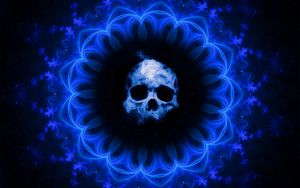 Preview wallpaper skull, gothic, patterns, blue, dark background