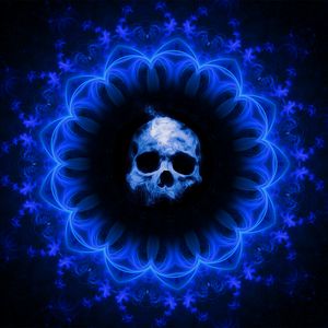 Preview wallpaper skull, gothic, patterns, blue, dark background