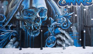 Preview wallpaper skull, graffiti, street art, wall