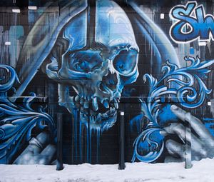 Preview wallpaper skull, graffiti, street art, wall