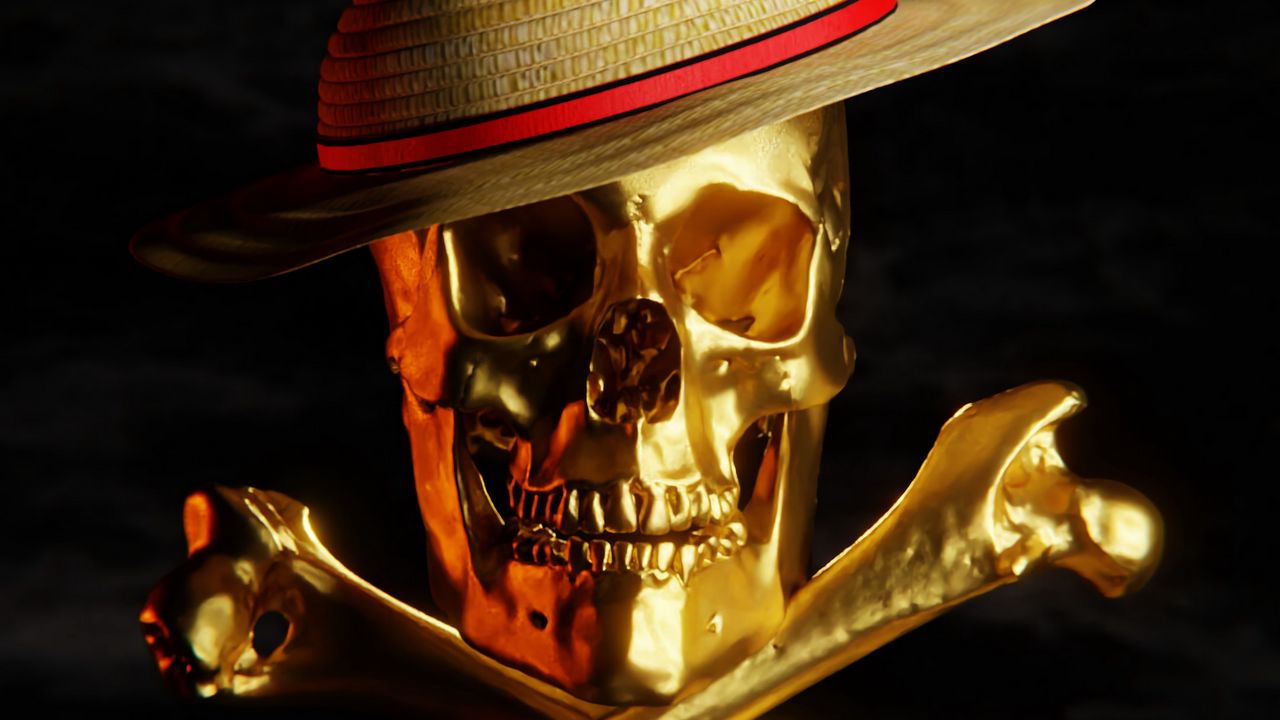 Wallpaper skull, hat, gold