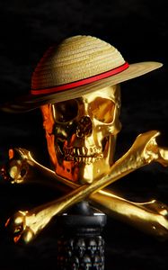 Preview wallpaper skull, hat, gold