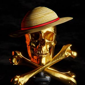 Preview wallpaper skull, hat, gold