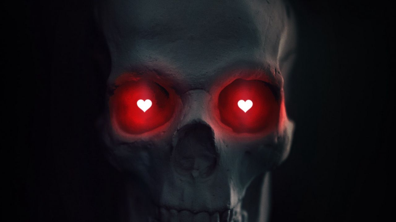 Wallpaper skull, heart, love, dark