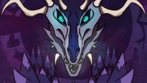 Preview wallpaper skull, horns, runes, art, purple, scary
