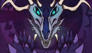 Preview wallpaper skull, horns, runes, art, purple, scary