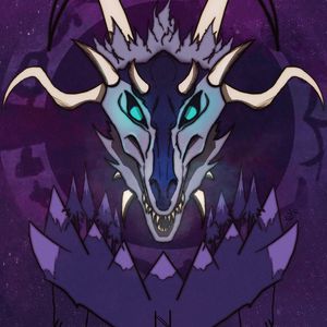 Preview wallpaper skull, horns, runes, art, purple, scary