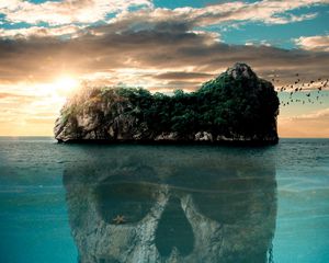 Preview wallpaper skull, island, mystical, mysterious, ocean