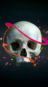 Preview wallpaper skull, lines, vector, confetti, arrows