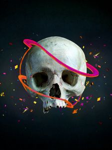 Preview wallpaper skull, lines, vector, confetti, arrows