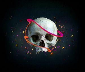Preview wallpaper skull, lines, vector, confetti, arrows