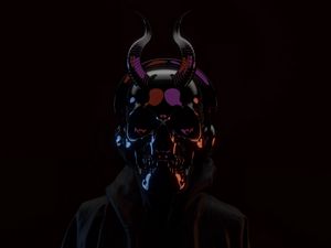 Preview wallpaper skull, mask, black, dark, horns
