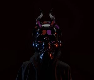 Preview wallpaper skull, mask, black, dark, horns