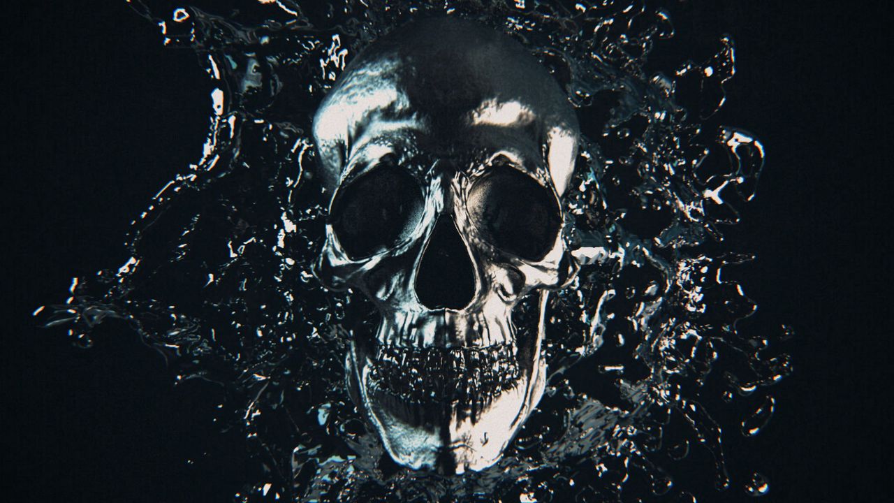 Wallpaper skull, metal, splash, frozen, dark