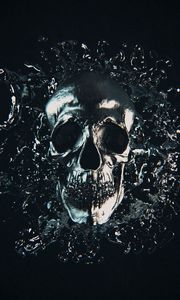 Preview wallpaper skull, metal, splash, frozen, dark