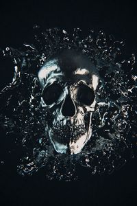 Preview wallpaper skull, metal, splash, frozen, dark