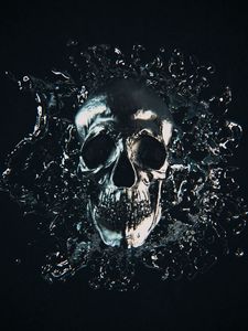 Preview wallpaper skull, metal, splash, frozen, dark