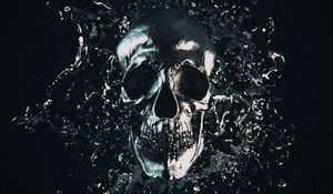 Preview wallpaper skull, metal, splash, frozen, dark