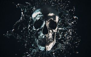 Preview wallpaper skull, metal, splash, frozen, dark