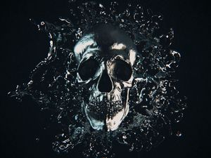 Preview wallpaper skull, metal, splash, frozen, dark