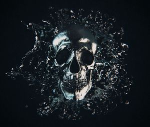 Preview wallpaper skull, metal, splash, frozen, dark