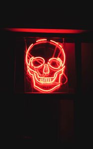 Preview wallpaper skull, neon, glow, dark