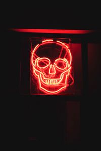 Preview wallpaper skull, neon, glow, dark