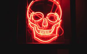 Preview wallpaper skull, neon, glow, dark