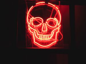 Preview wallpaper skull, neon, glow, dark